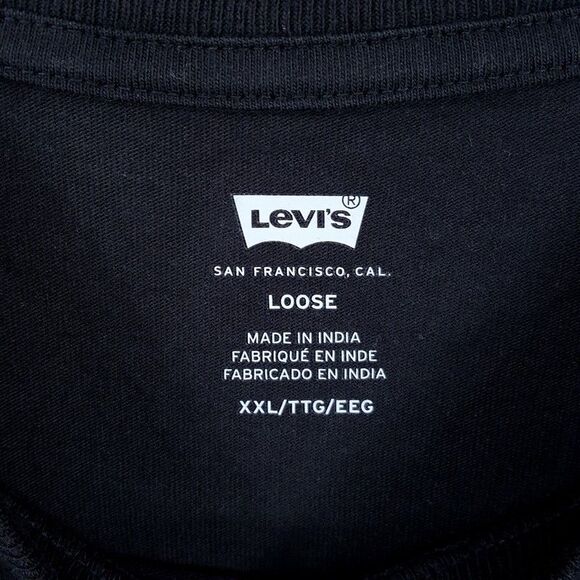 LEVI'S Shirt Mens XXL Black Pullover Crew Pocket Logo Short Sleeve T-Shirt Tee - Picture 3 of 8